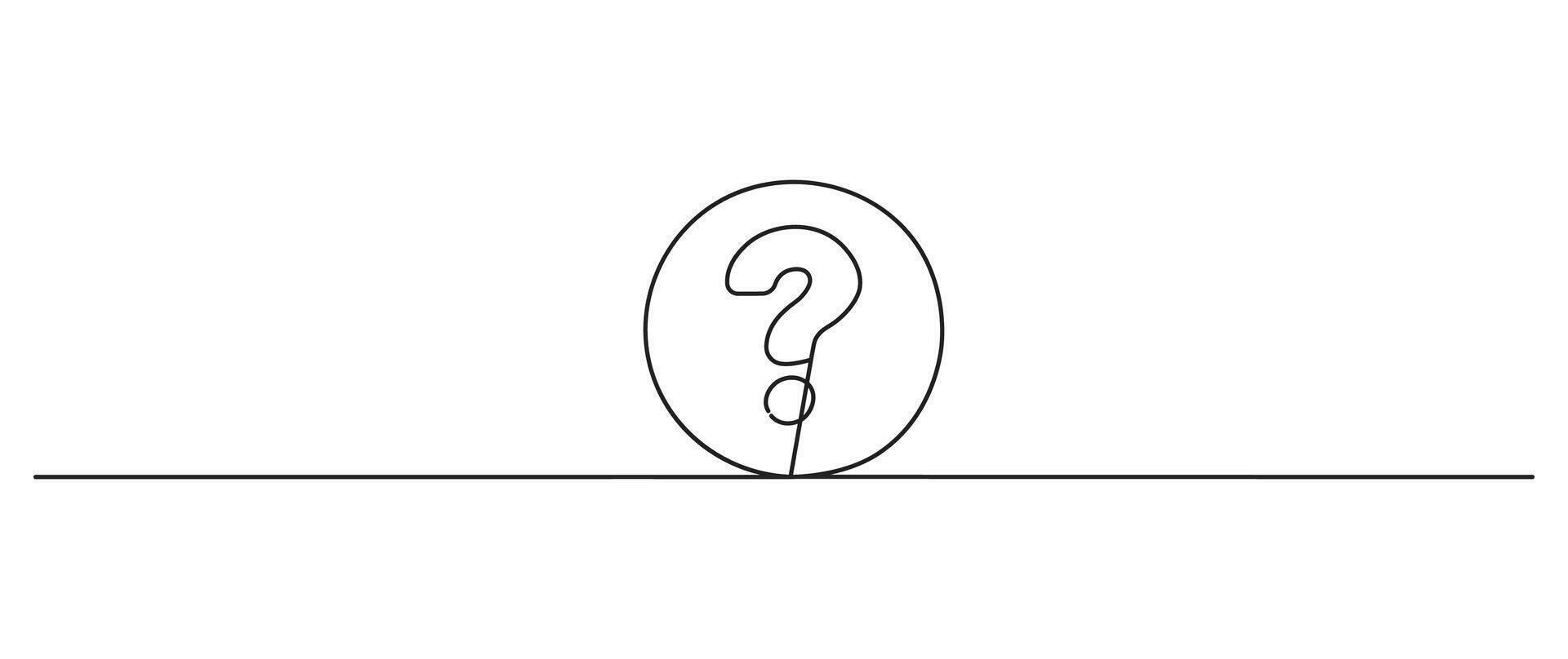 Question mark in continuous line art style. Minimalist black line of question mark isolated on white background. vector