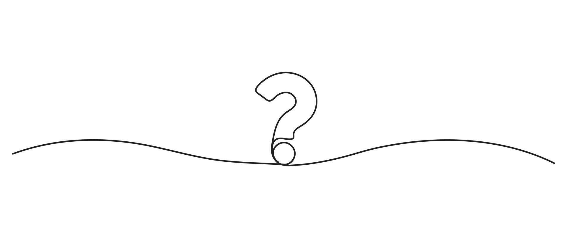 Question mark in continuous line drawing style. Sketch of question mark in minimalist black linear isolated on white background. vector