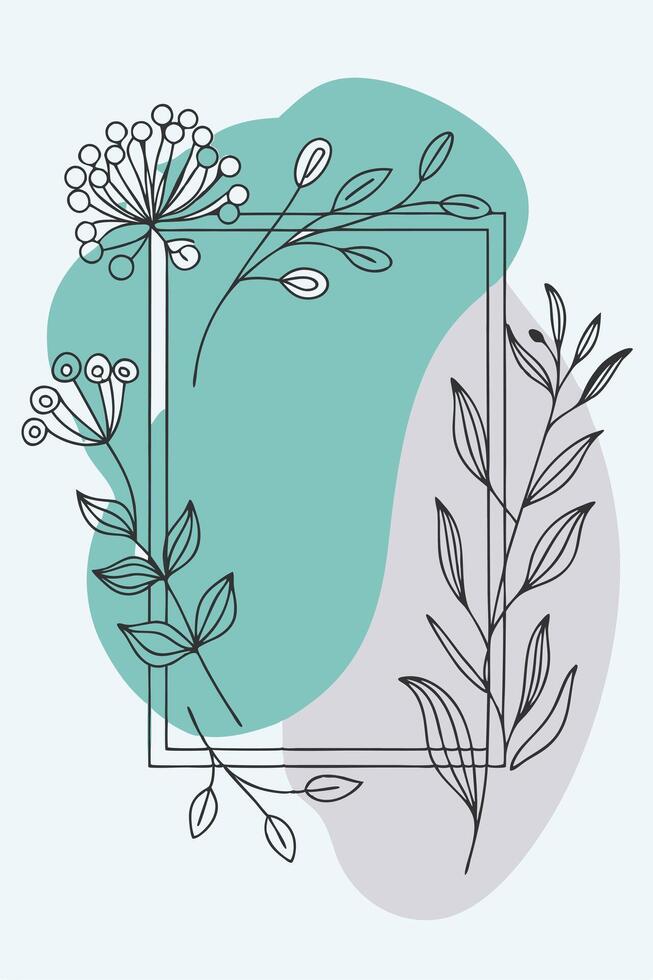 flowery frame with plant and flower vector