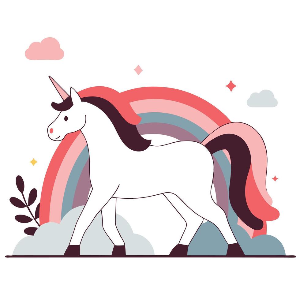 unicorn with rainbow pastel color background vector