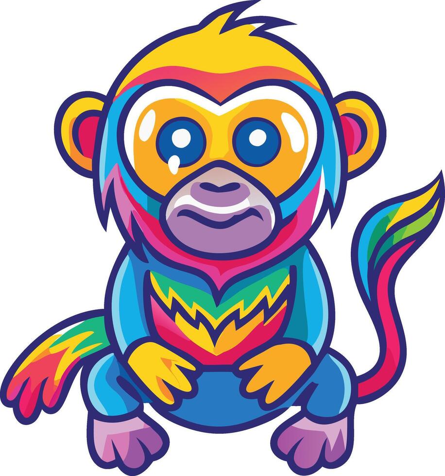 A colorful monkey face logo. vector