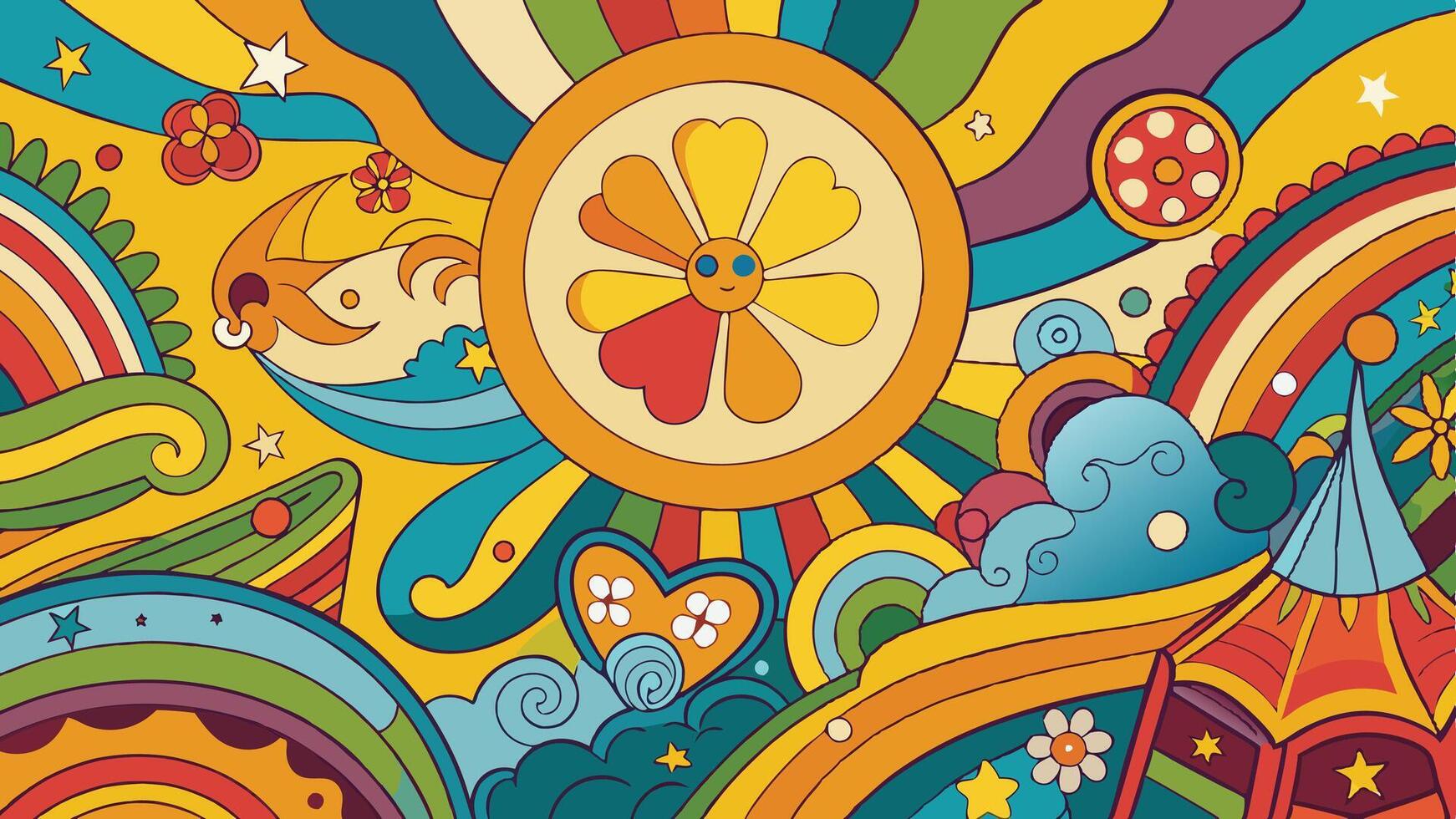 groovy 70's background design vector