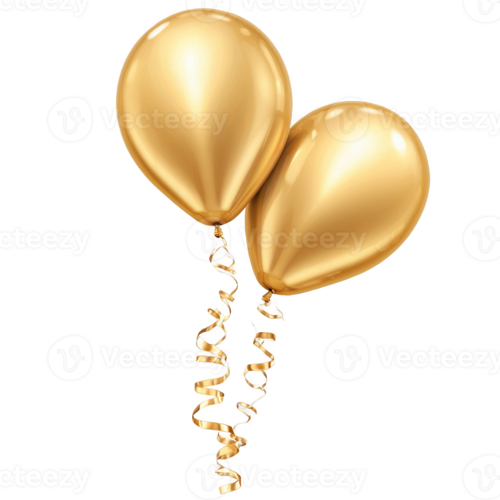 Realistic 3D Golden Balloon png