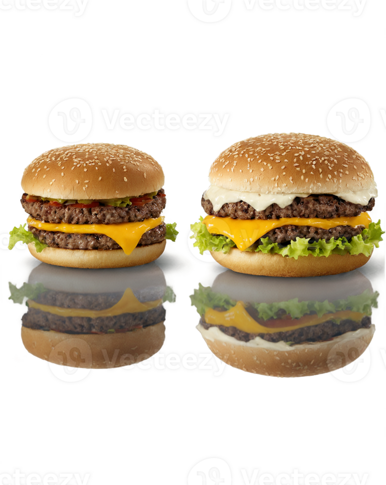 classic cheeseburgers on transparent background png