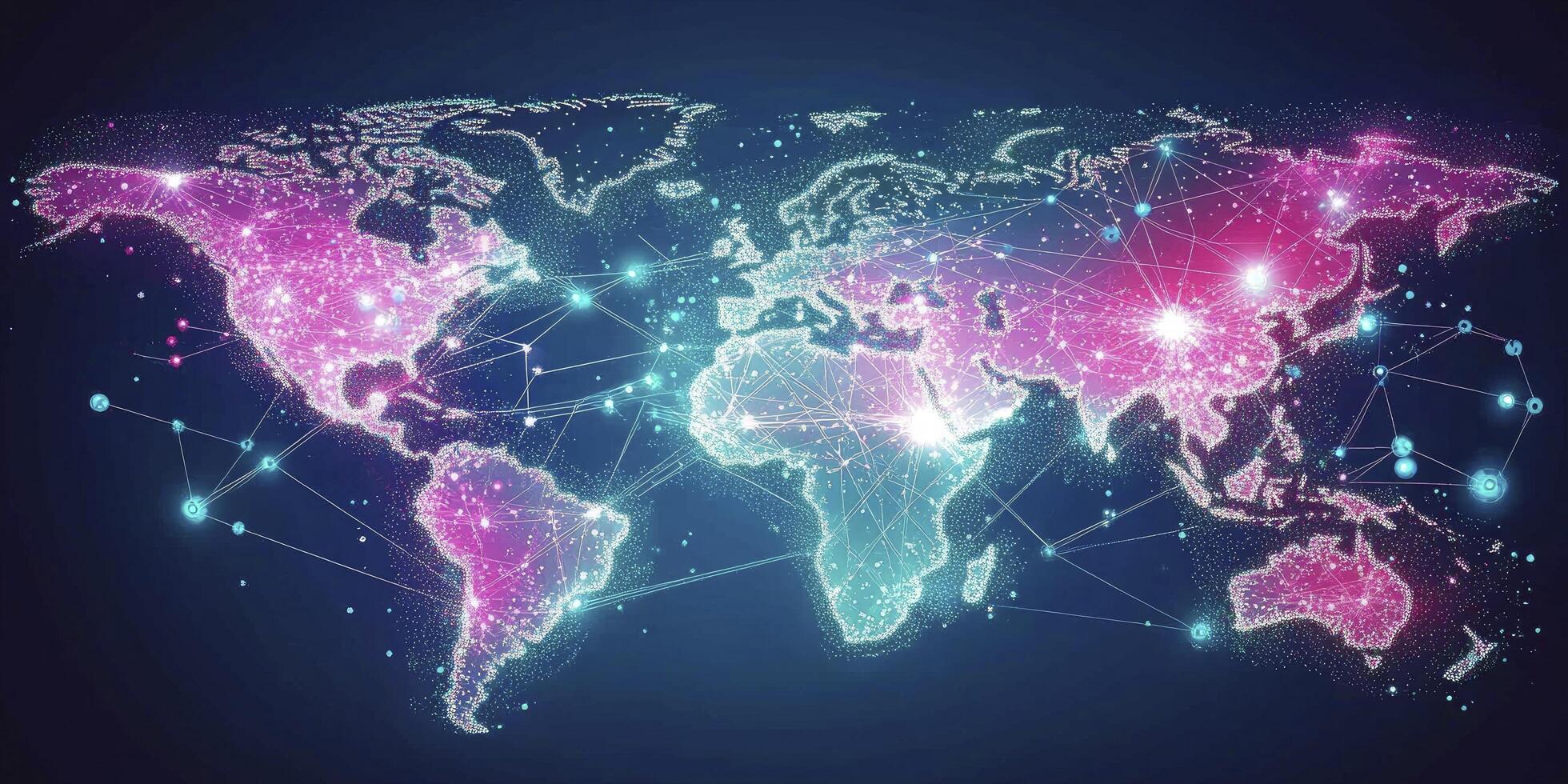 The world map is shown with connected lines photo