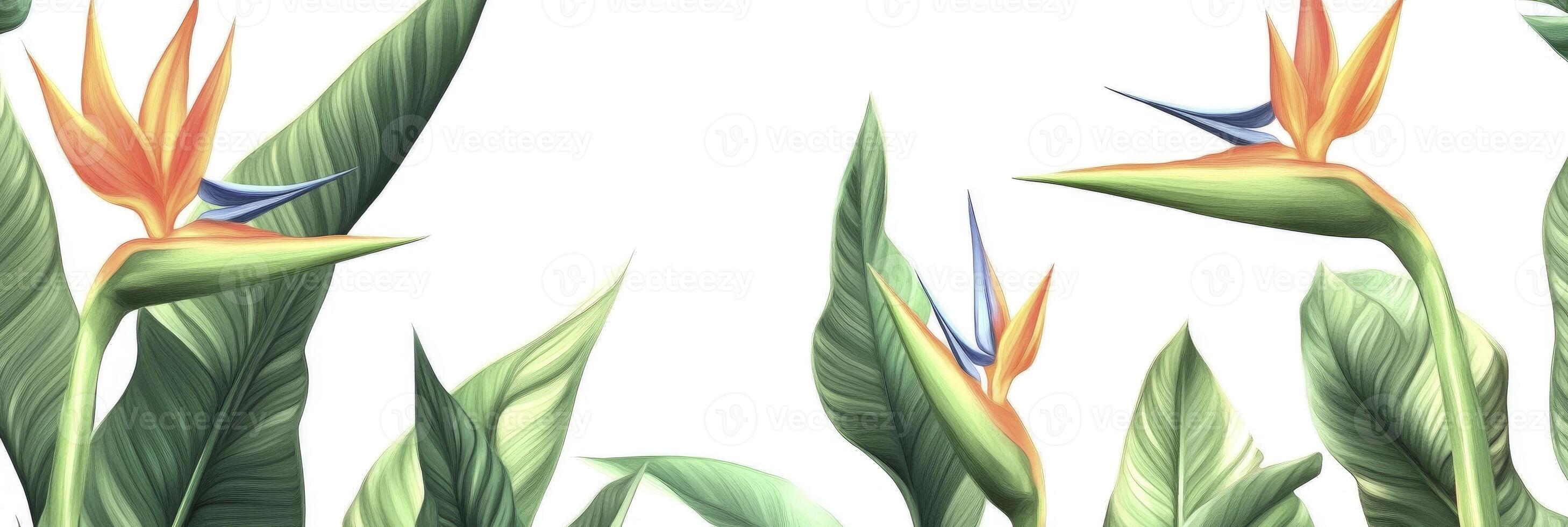 Bird of paradise flowers on a white background photo