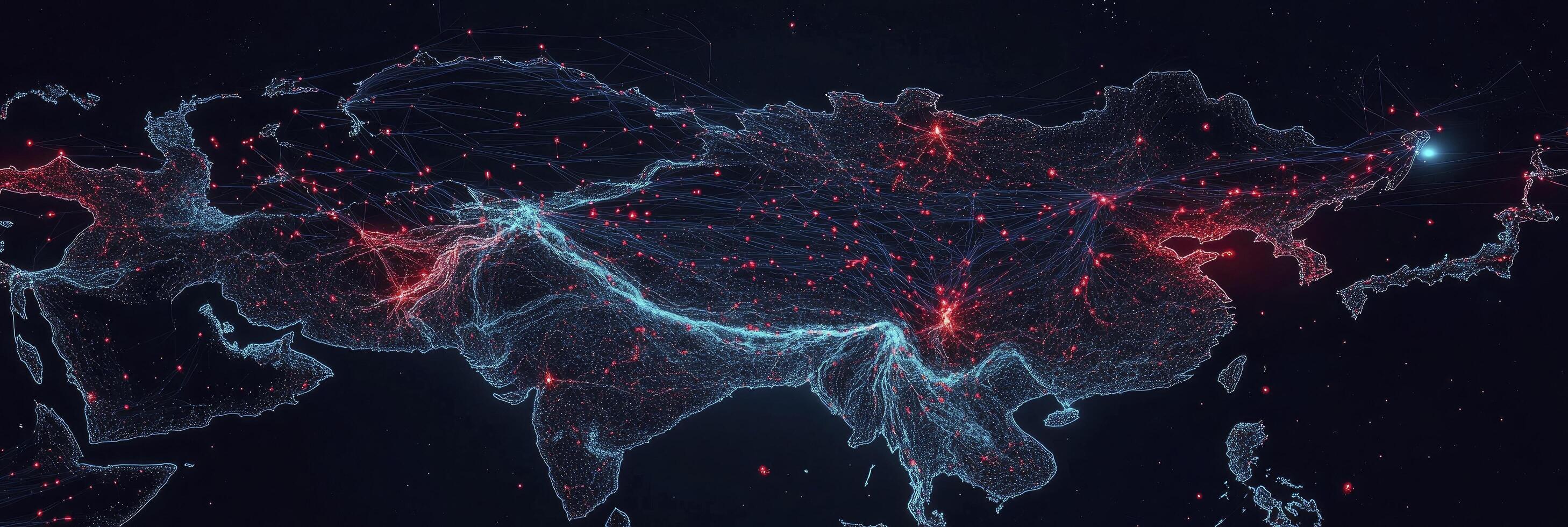 The world map is shown in red and blue photo