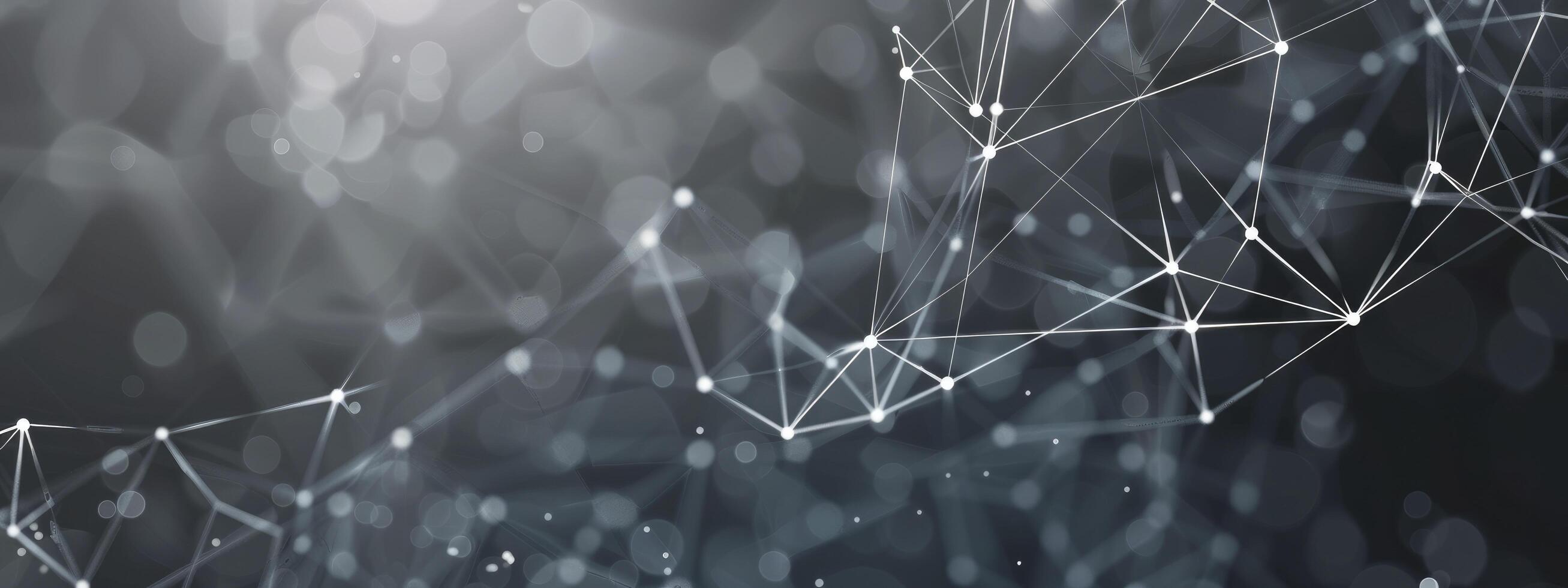 White glowing dots connected by lines on dark grey gradient, technology and connection concept photo