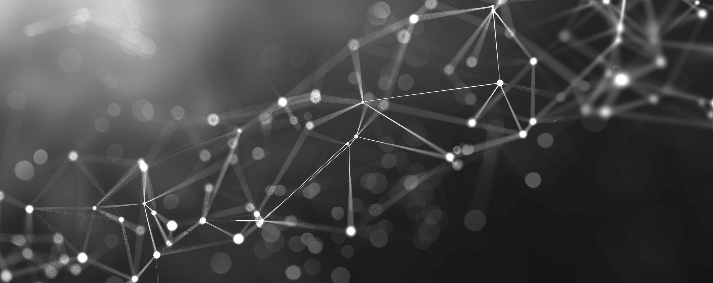 White glowing dots connected by lines on dark grey gradient, technology and connection concept photo