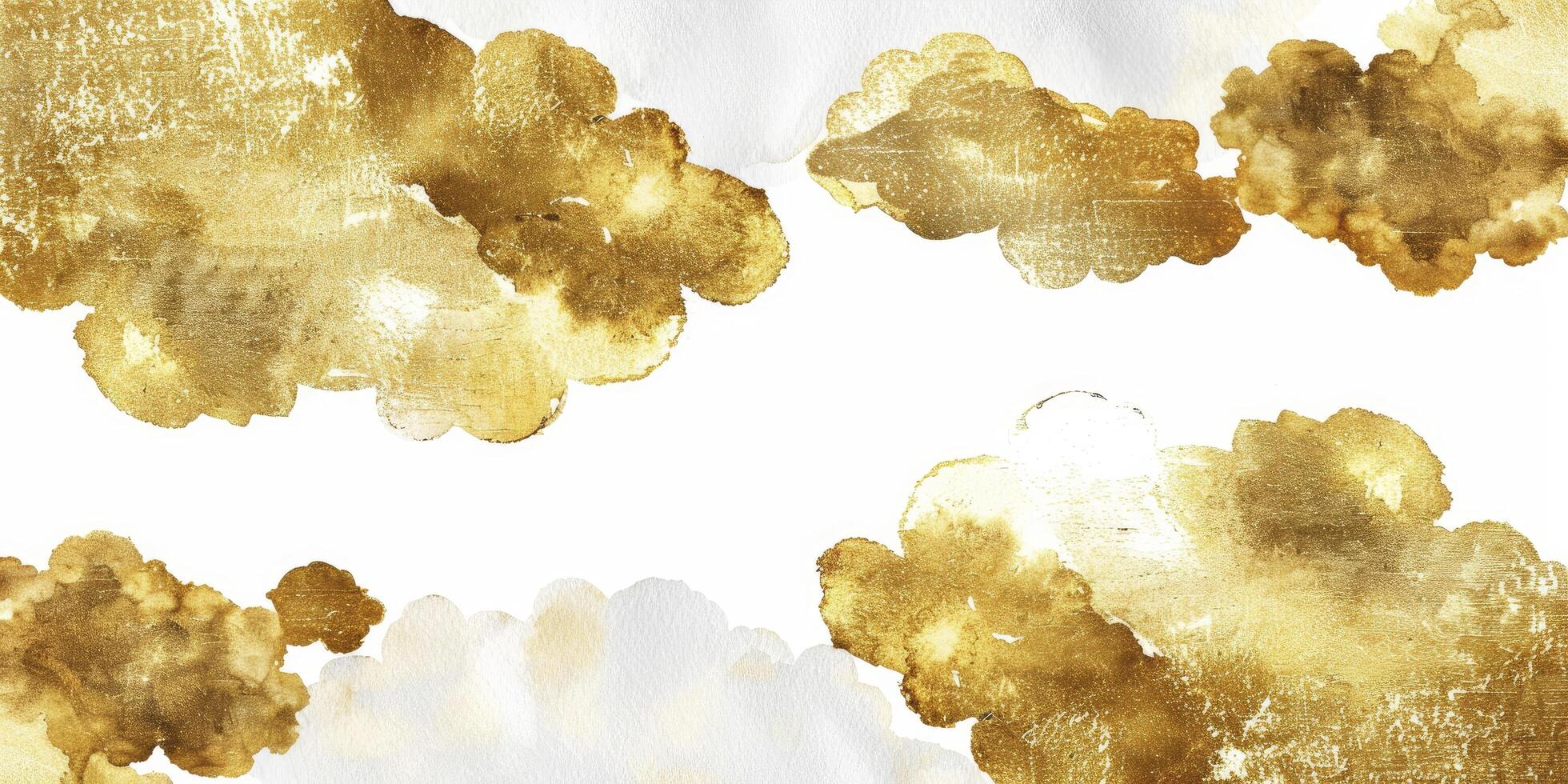 Golden clouds on white background photo