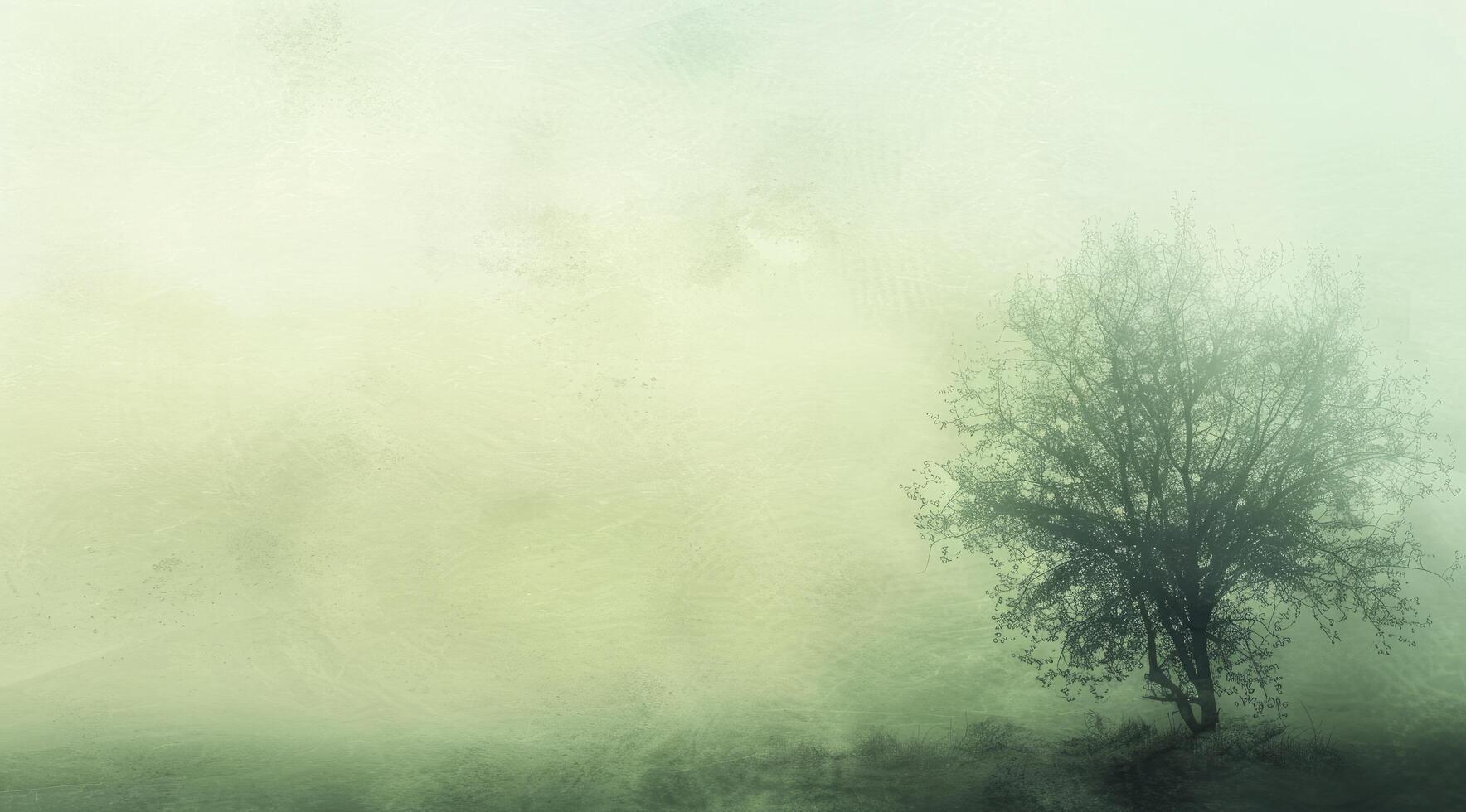 A lone tree in the foggy field photo