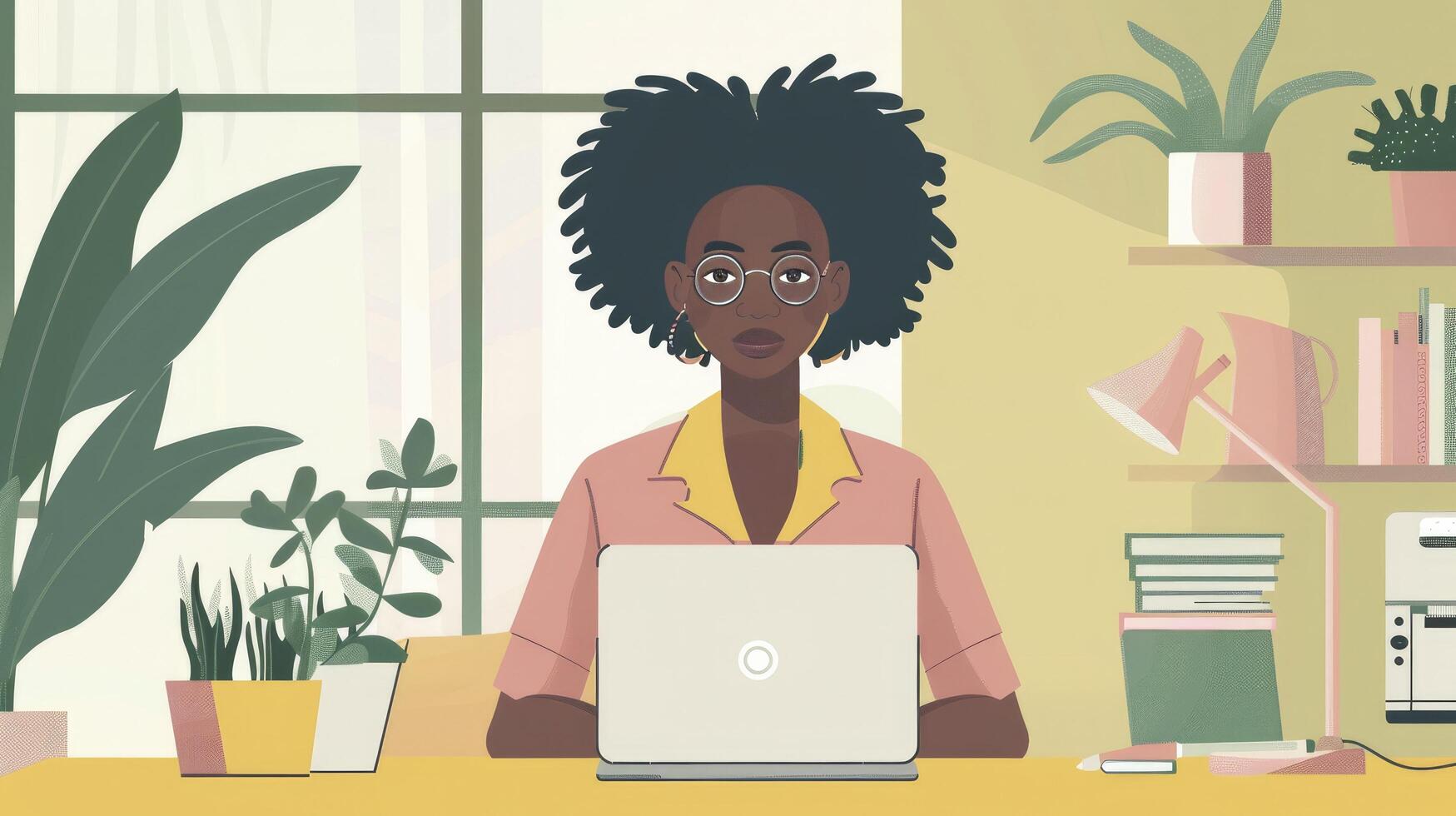 Black Woman Freelancer, Home Office, Laptop Research, Online Writing photo