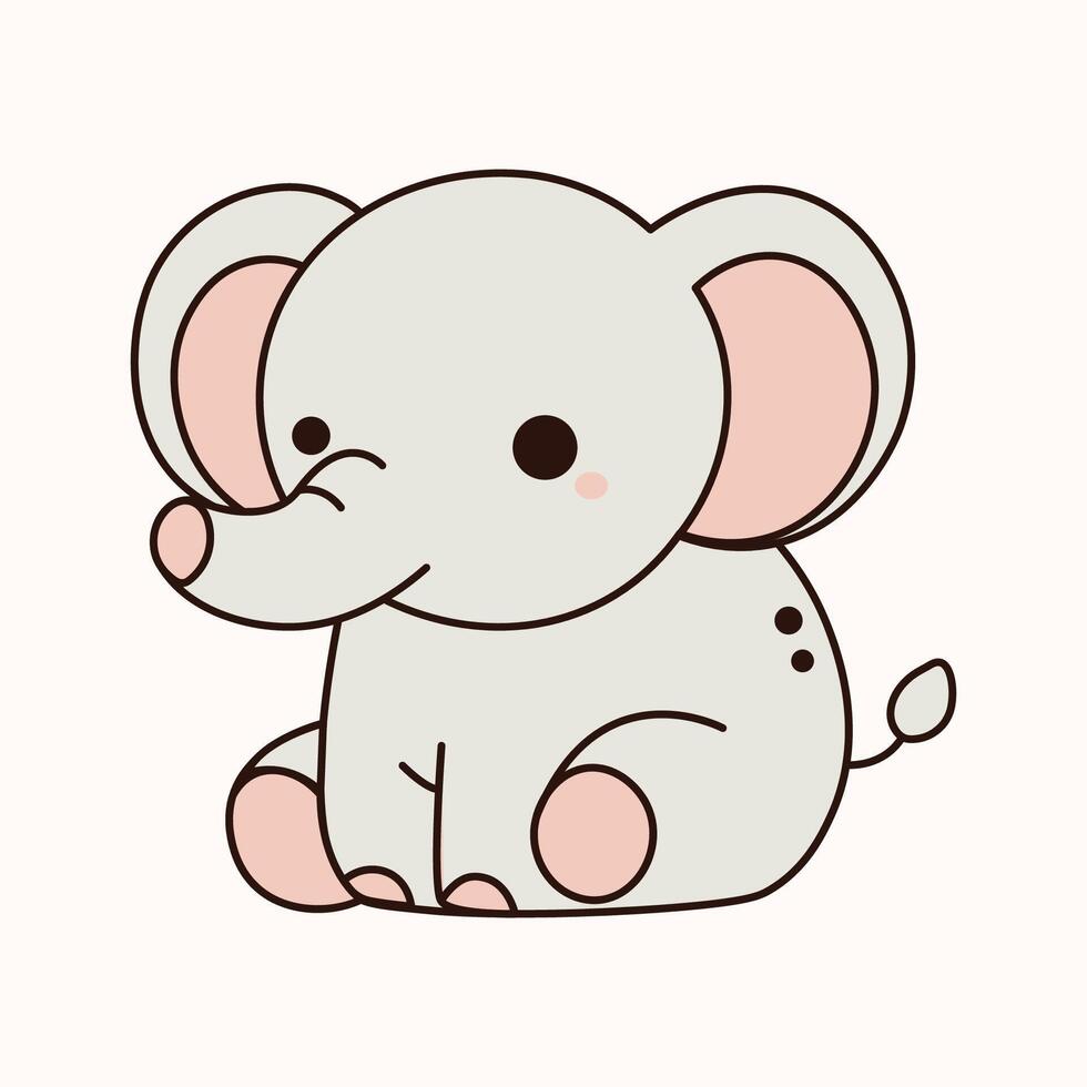 Baby Elephant Cartoon Illustration in Flat Design for Nursery and Kids Use vector
