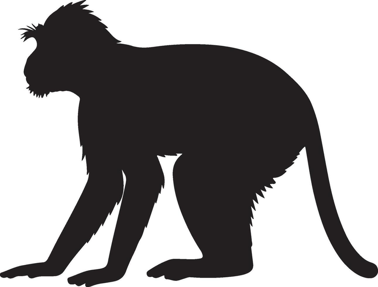 A black silhouette of a monkey standing on its hind legs vector