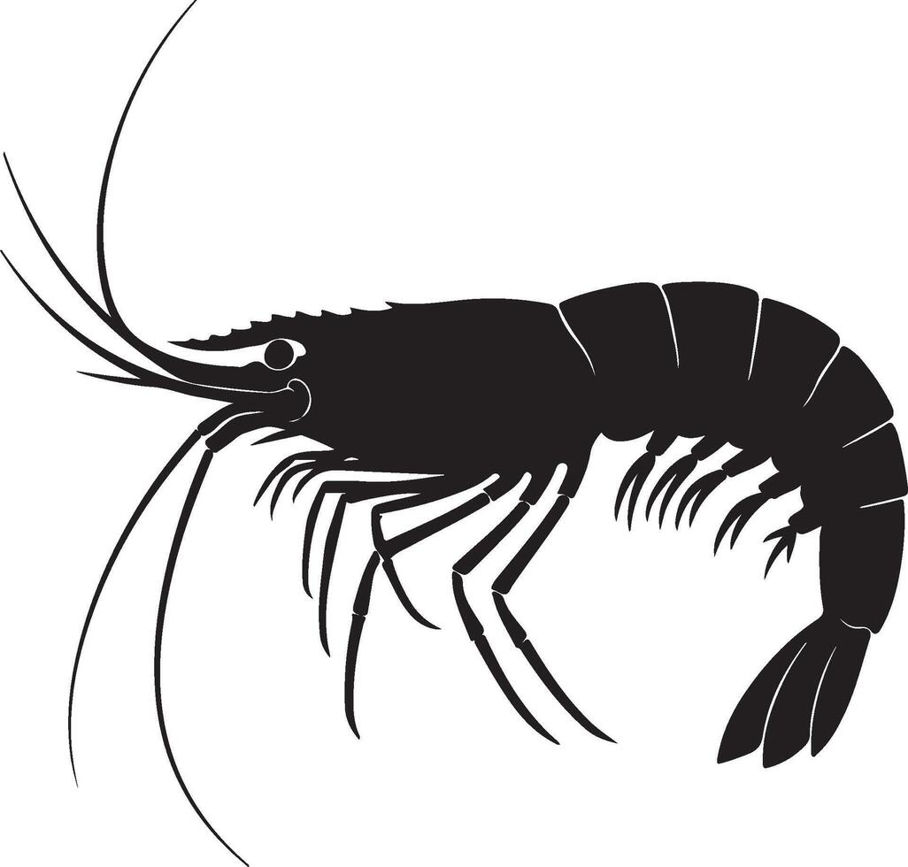 Shrimp silhouette illustration vector
