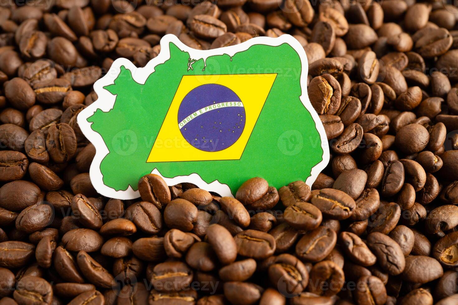 Brazil flag on coffee beans, shopping online for export photo