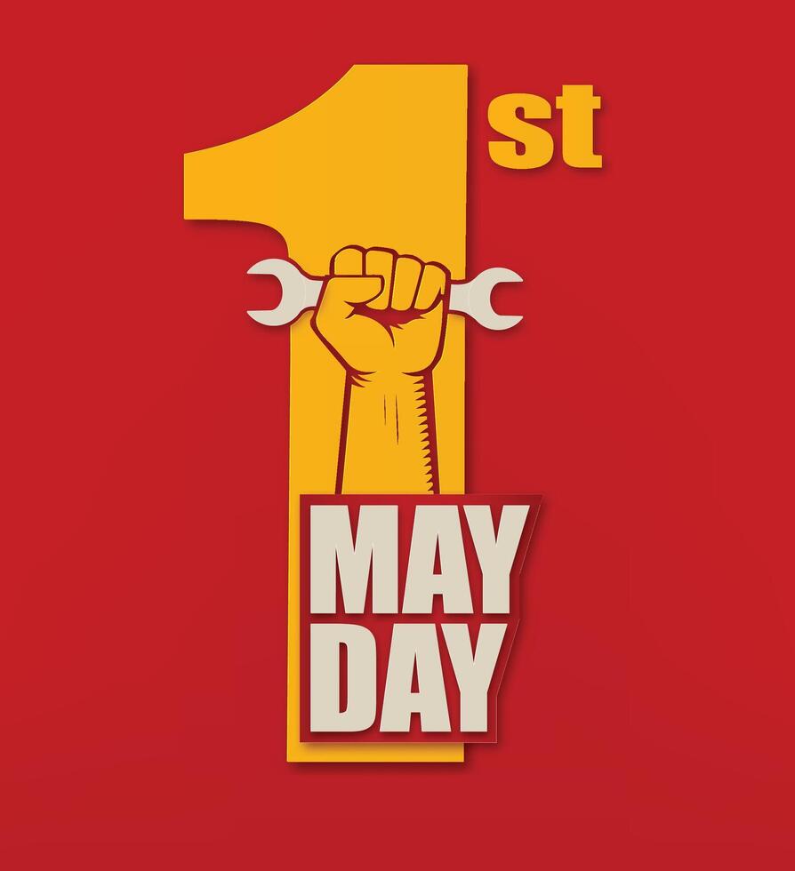 May Day Fist with Wrench Illustration vector