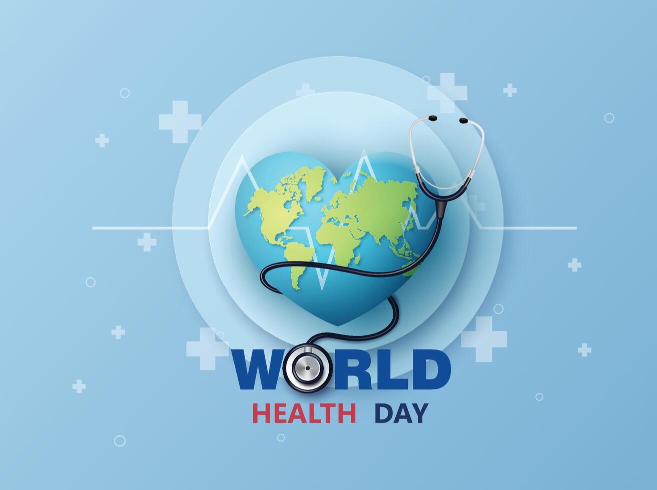 Globe with connecting lines and stethoscope. Represents medical network and global health awareness. vector