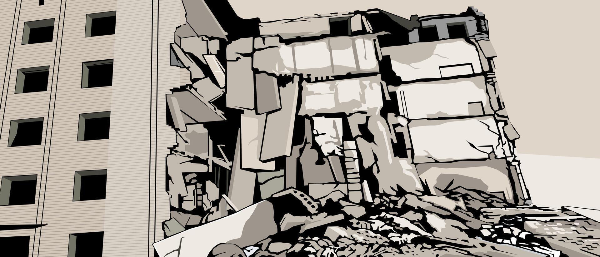 building ruins destruction background design art vector