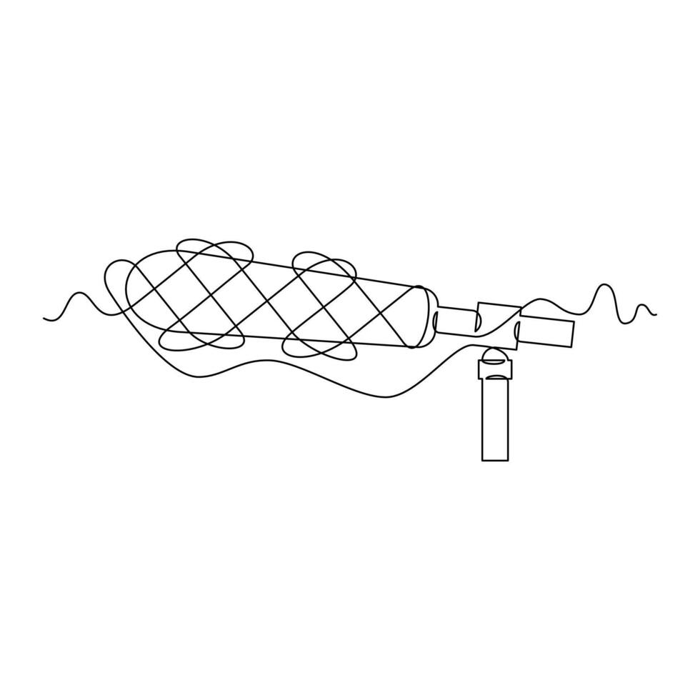 one line art Shotgun Microphone illustration. line art, one continuous line, simple, hand drawn and sketch style. for icons, symbols, signs or logos vector