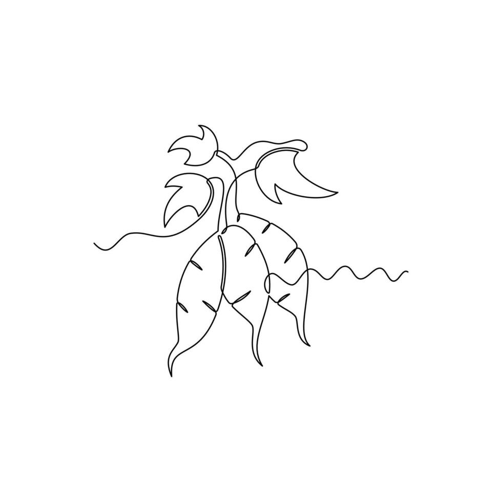 one line art Sweet Potatoes illustration. line art, one continuous line, simple, hand drawn and sketch style. for icons, symbols, signs or logos vector