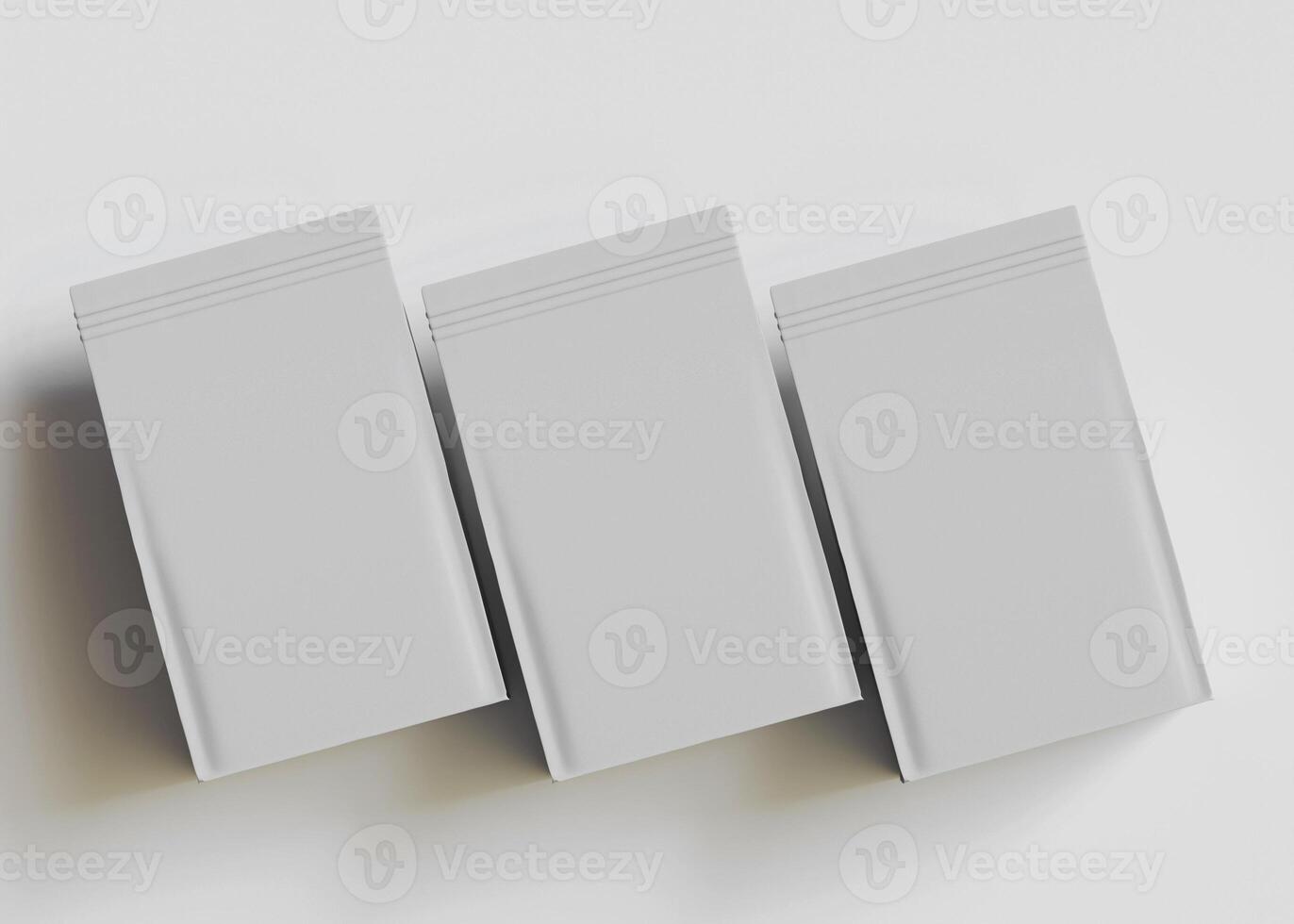 Three blank packages flat lay top view photo