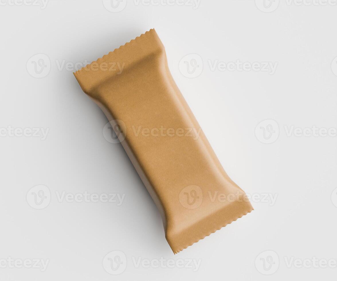 A brown paper wrapper on a white surface photo