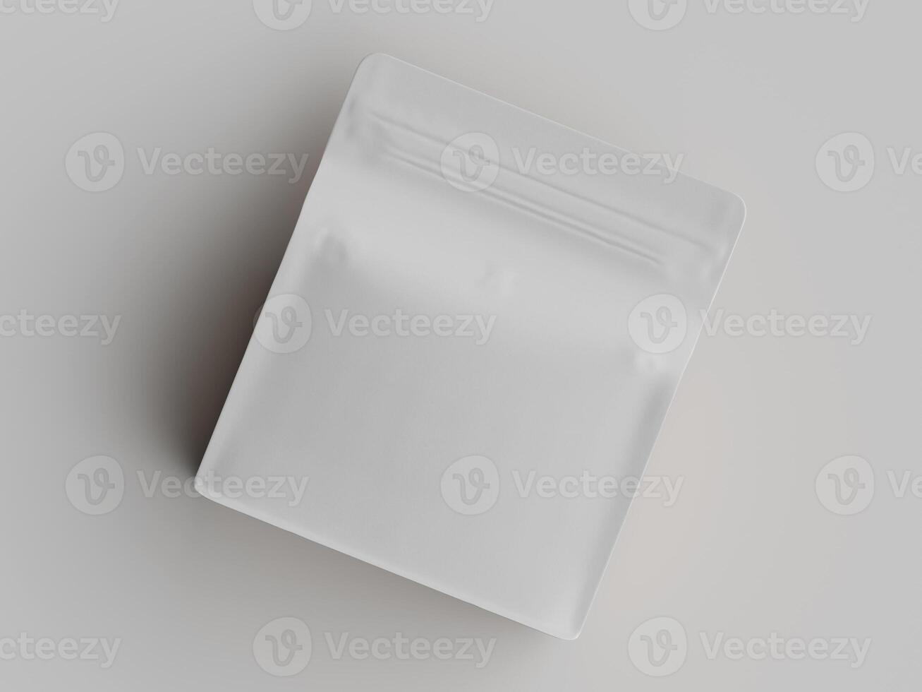 White plastic bag with a zipper on a gray background photo