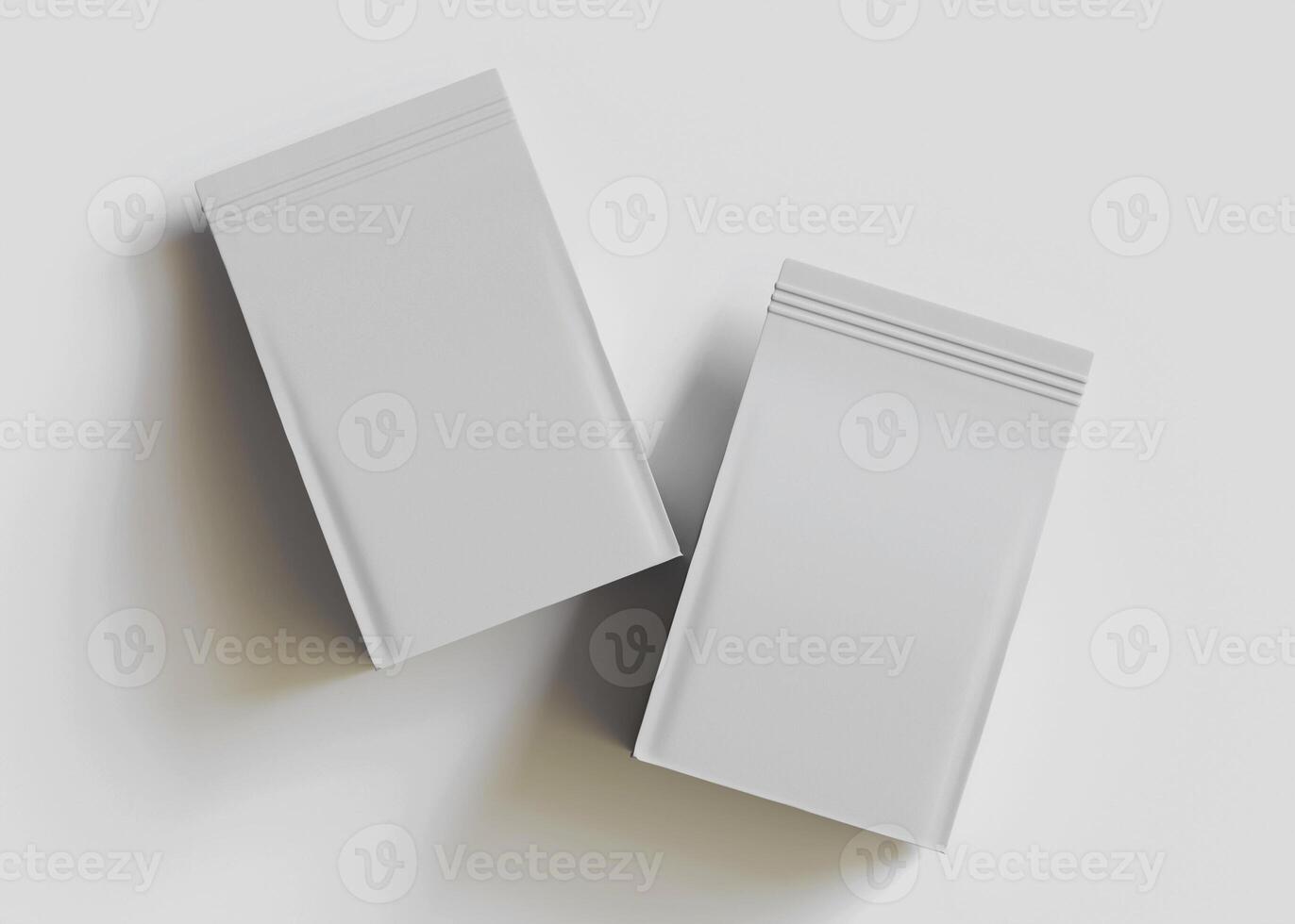 Two white packaging containers overhead view photo