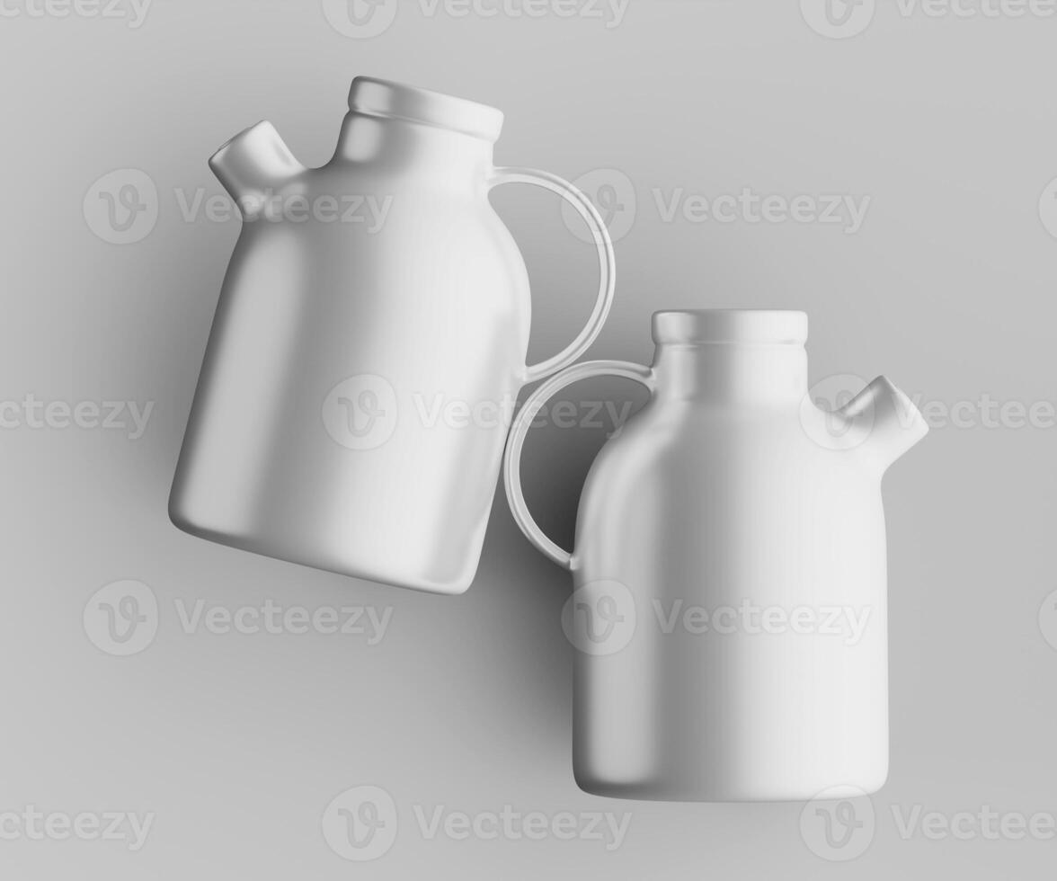 Two white jugs on a gray background photo