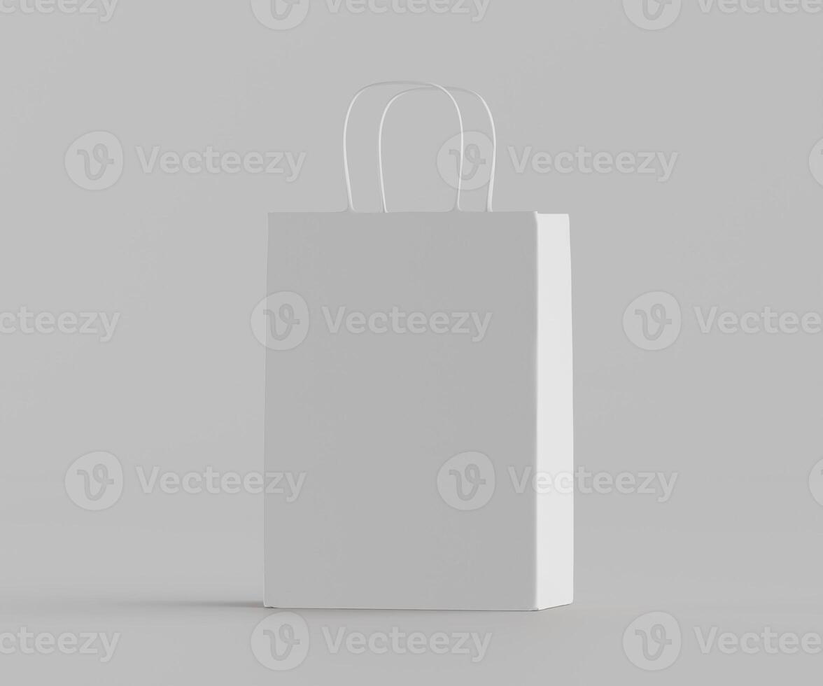 White paper bag mockup on grey background photo