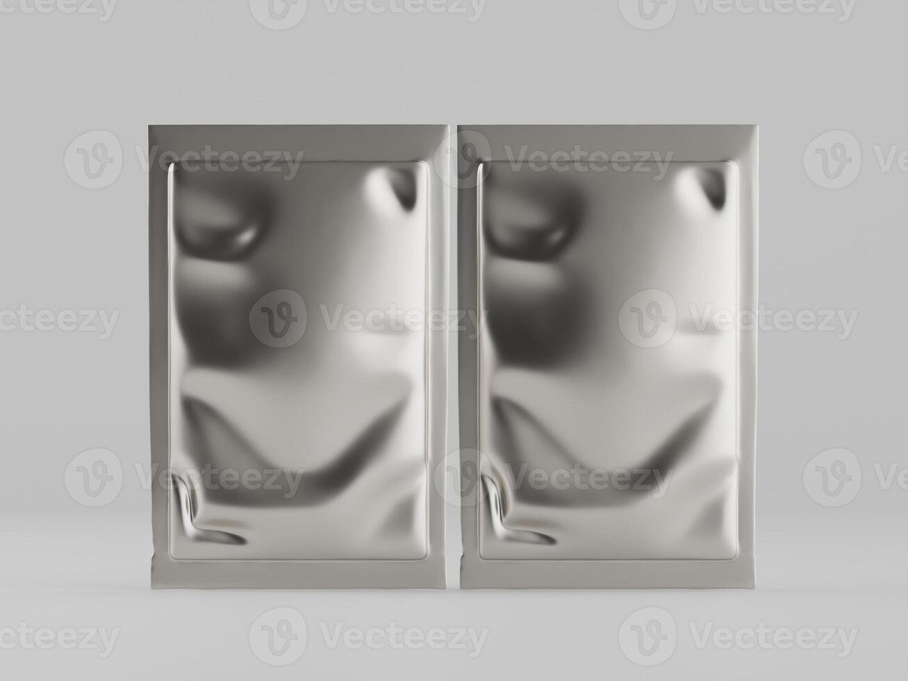 Two silver foil packages on a white background photo