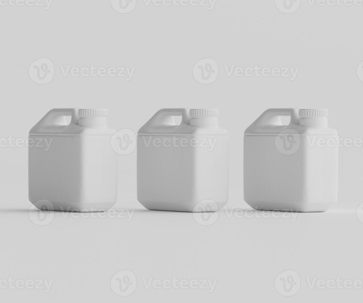 Three white plastic containers on a gray background photo
