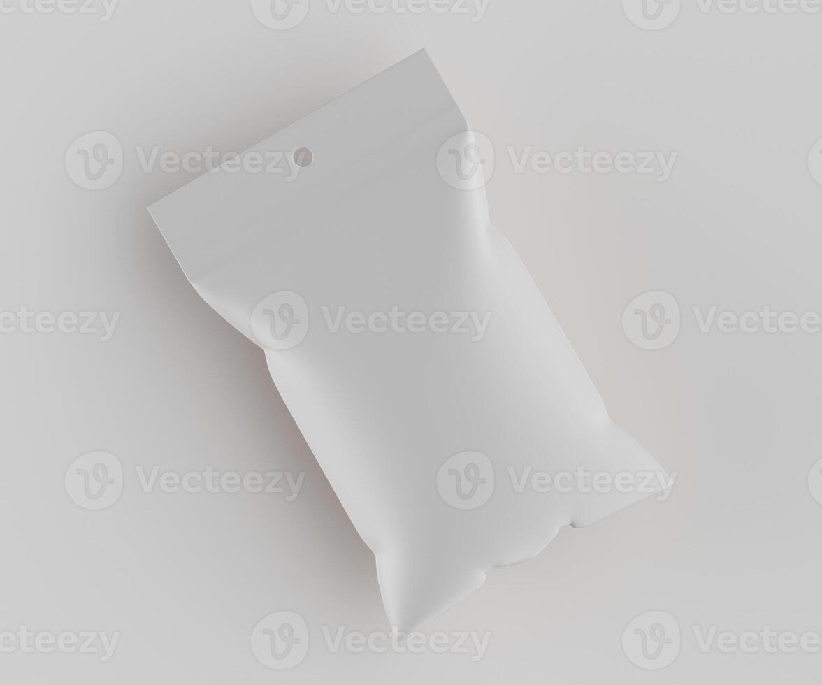 White bag with a zipper on a white surface photo