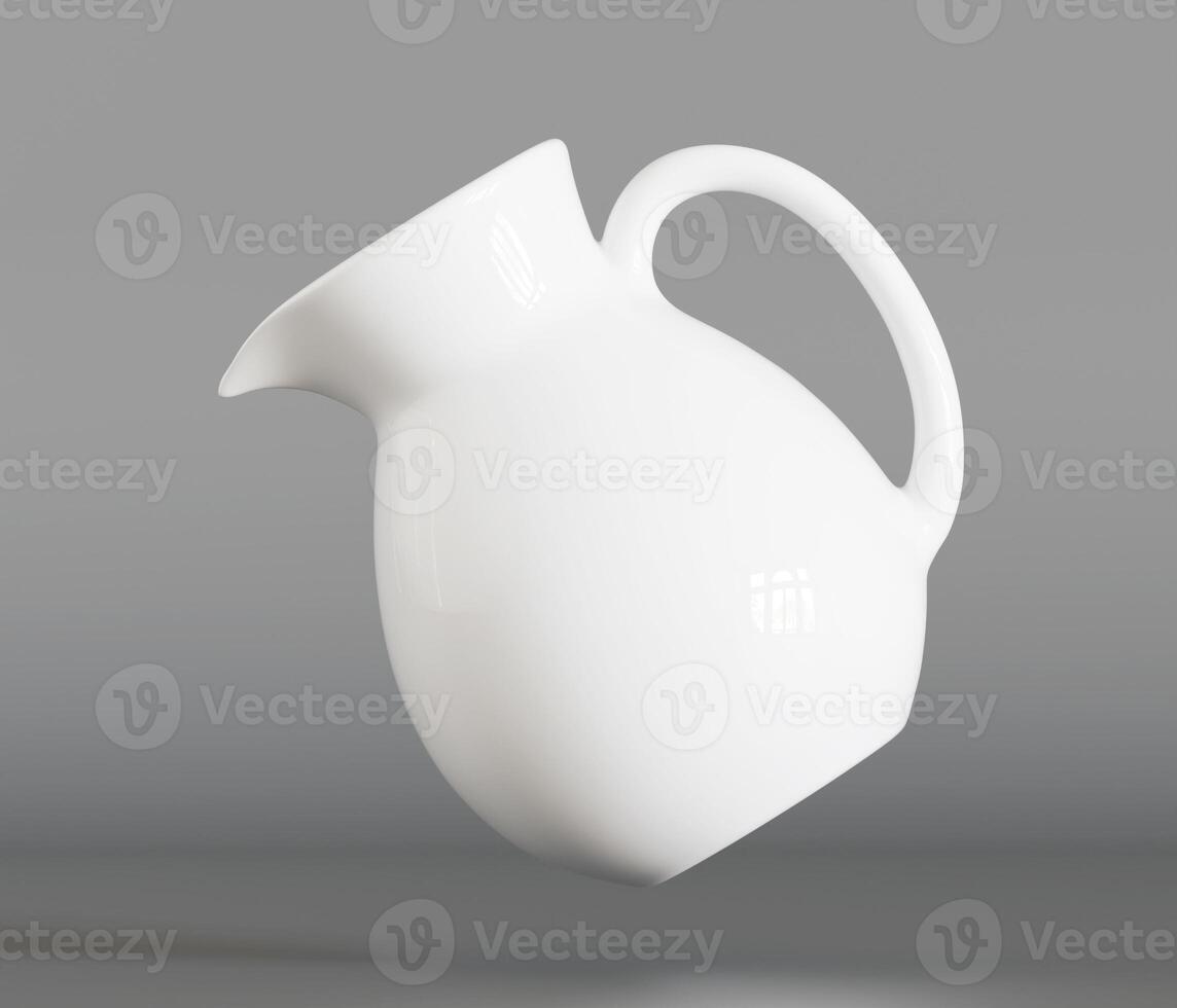 A white pitcher is floating in the air photo