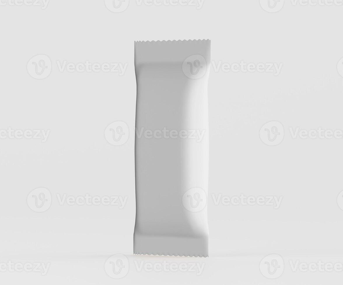 Blank snack bar packaging mockup on gray banckground photo