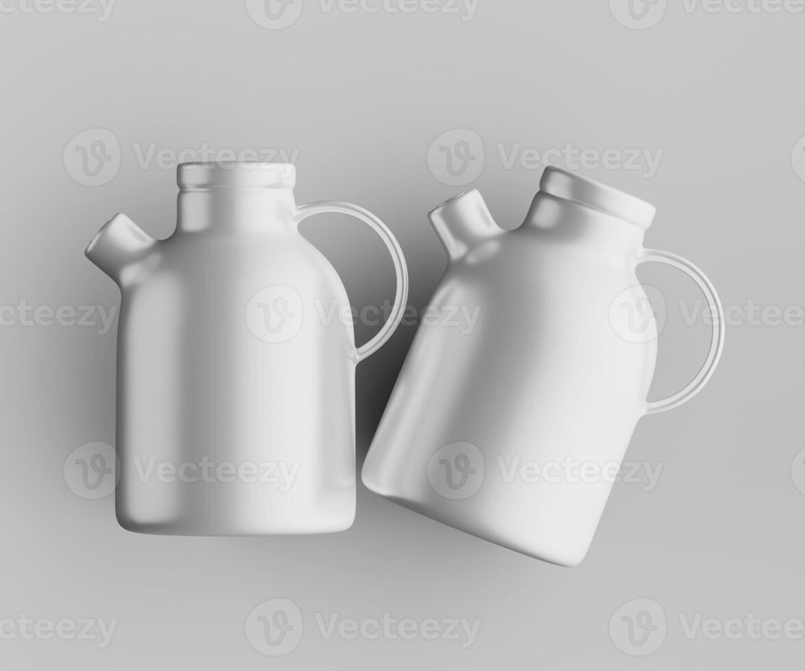 Two white jug jugs on a gray background photo