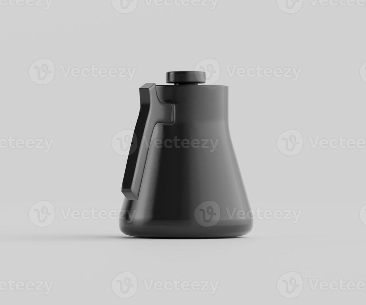A black plastic jug with a lid on a white surface photo