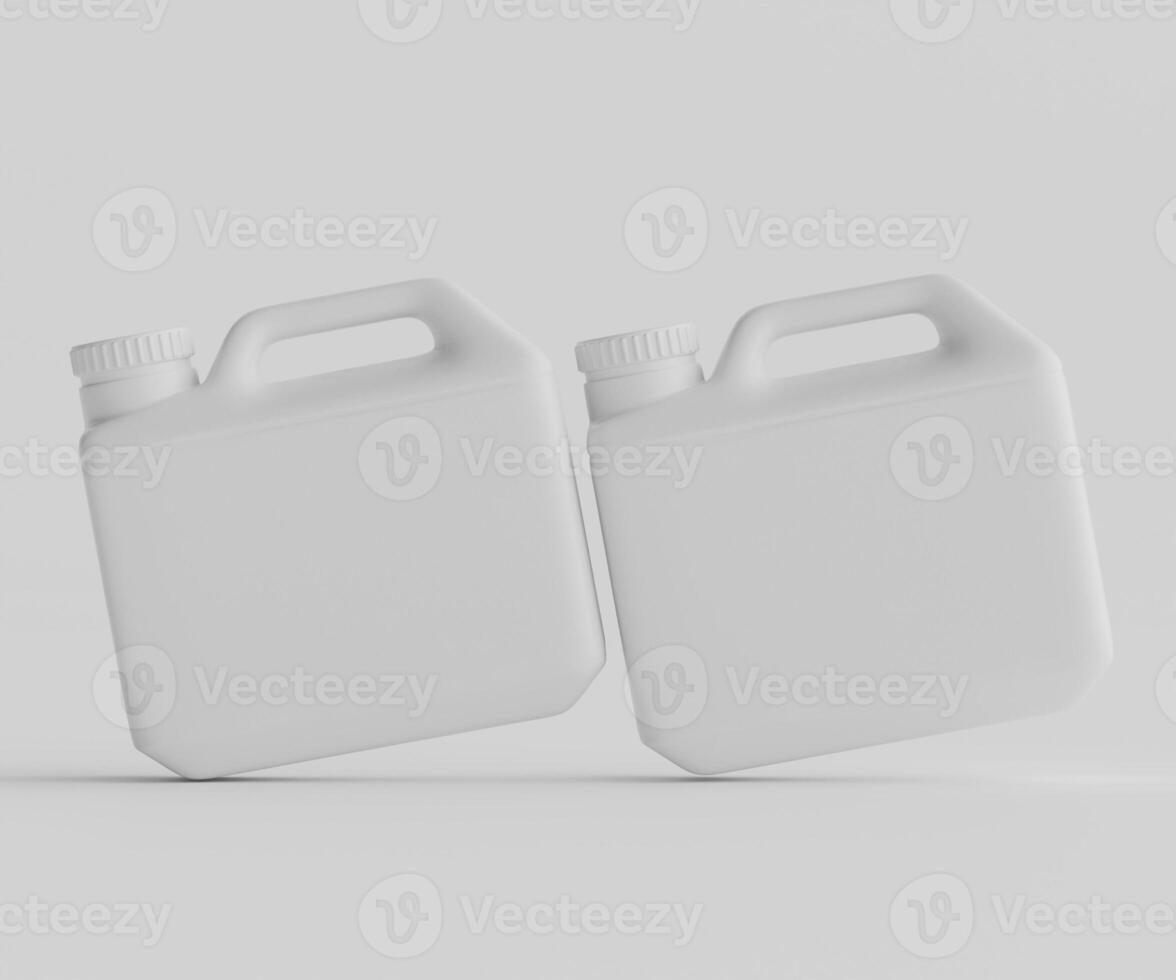 Two white plastic jugs on a gray background photo