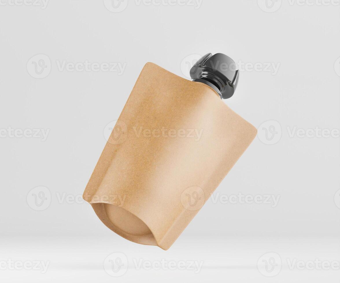 A brown paper bag with a black handle photo