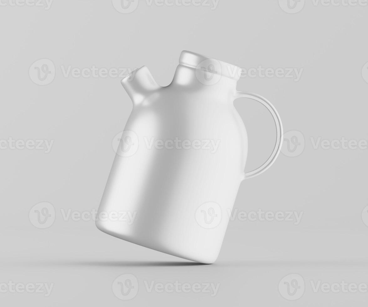 A white jug with a handle on a gray background photo