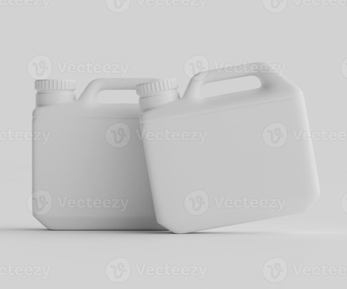 Two plastic jugs on a white background photo