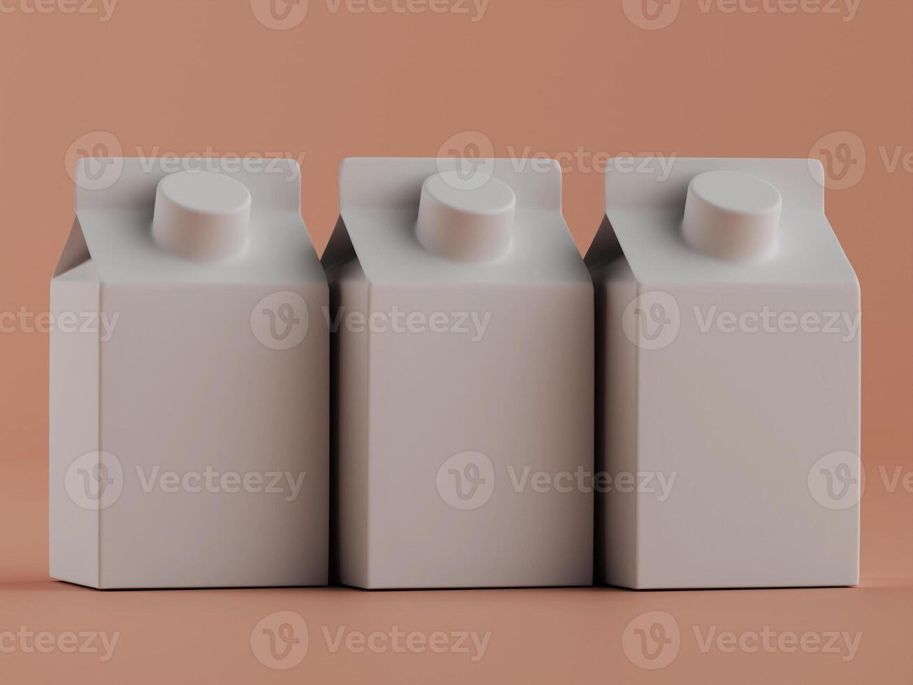 Three light gray milk cartons on orange background photo