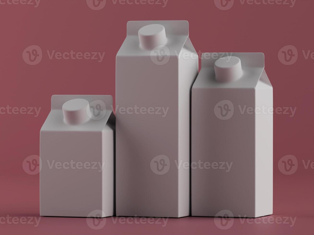 Three milk cartons on a red background photo