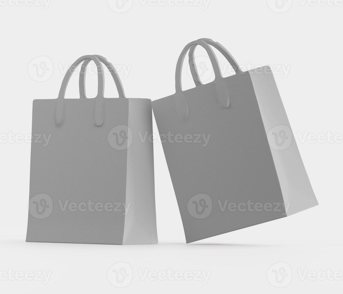 Two gray shopping bags on a white background photo