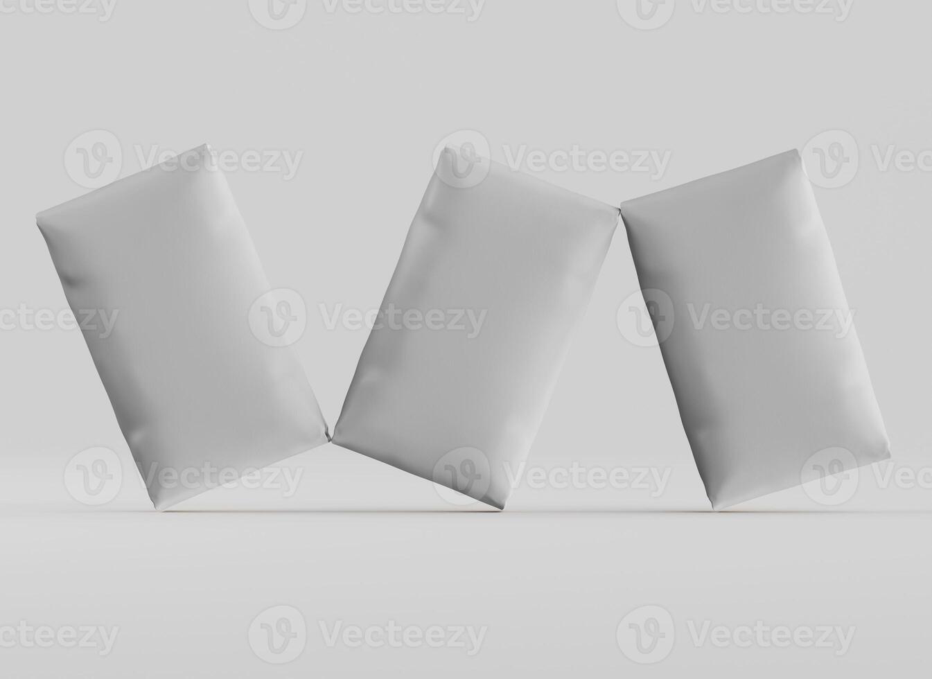 Three white bags are arranged in a triangle shape photo