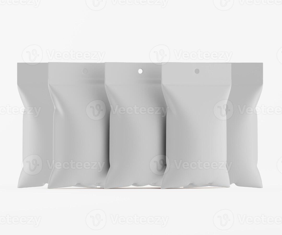 Four white bags on a white surface photo