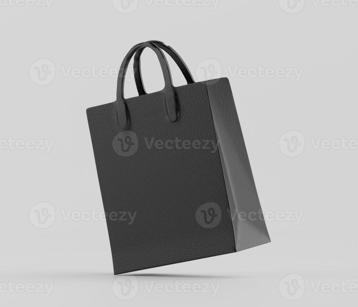 Black shopping bag on white background 3d render photo