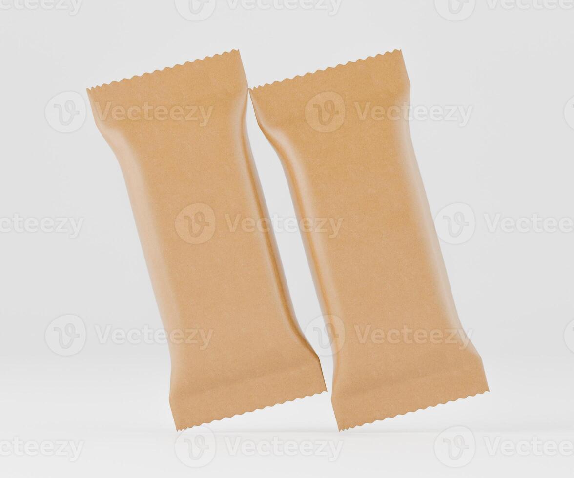 Two light brown snack bar wrappers mockup photo