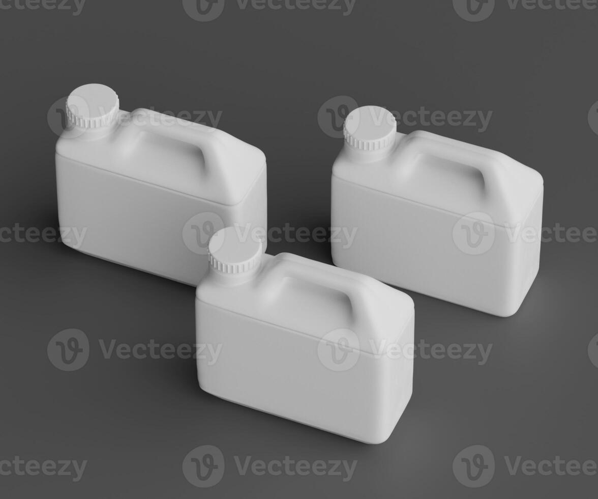 Three white plastic containers on a gray surface photo